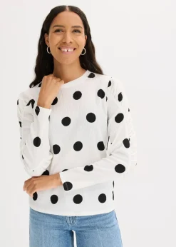 Discount Langarmshirt aus strukturiertem Crêpe Damen Shirts & Tops