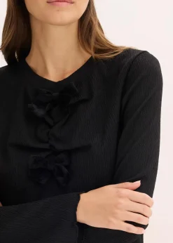 Damen bonprix Shirts & Tops|Langarmshirt aus strukturiertem Crêpe