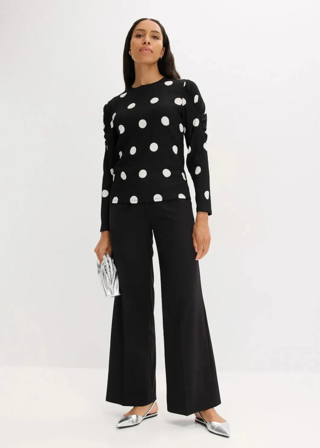 Discount Langarmshirt aus strukturiertem Crêpe Damen Shirts & Tops