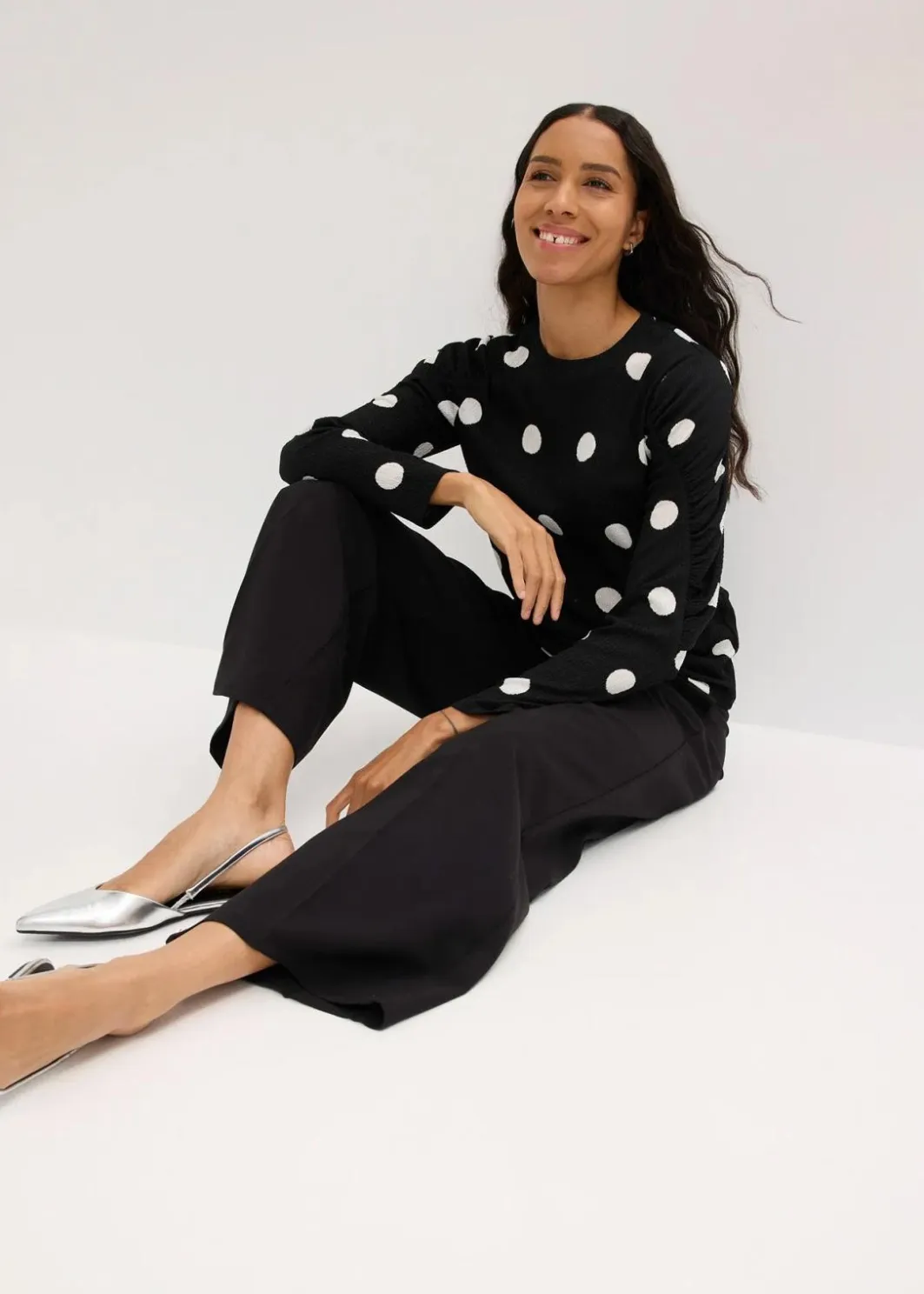 Discount Langarmshirt aus strukturiertem Crêpe Damen Shirts & Tops