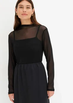 Online Langarmshirt aus transparentem Mesh Damen Shirts & Tops
