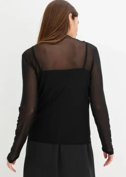 Online Langarmshirt aus transparentem Mesh Damen Shirts & Tops