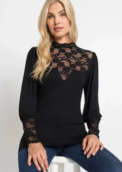 Damen bonprix Shirts & Tops|Langarmshirt aus Viskose-Mix