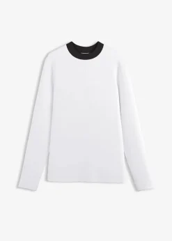 Damen bonprix Shirts & Tops|Langarmshirt aus Viskose-Mix mit abgesetztem Turtleneck