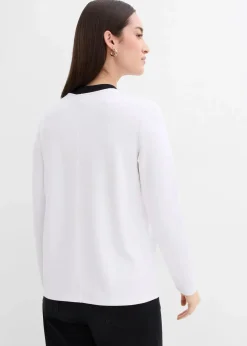 Damen bonprix Shirts & Tops|Langarmshirt aus Viskose-Mix mit abgesetztem Turtleneck