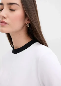 Damen bonprix Shirts & Tops|Langarmshirt aus Viskose-Mix mit abgesetztem Turtleneck