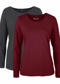 Damen bonprix Shirts & Tops|Basics|Langarmshirt (2er Pack)