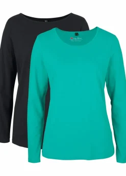 Damen bonprix Shirts & Tops|Basics|Langarmshirt (2er Pack)