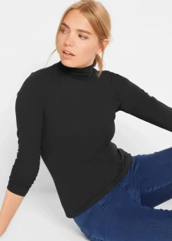 Damen bonprix Bekleidung·Röcke|Nachhaltigere Materialien|Langarmshirt mit reiner Bio-Baumwolle
