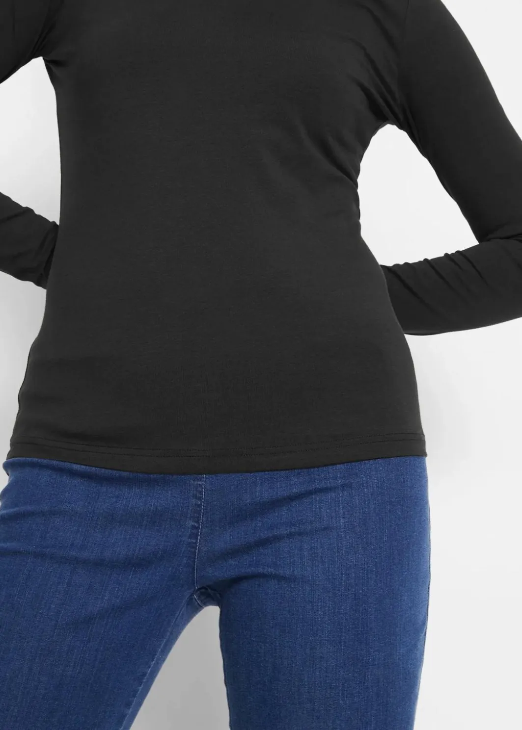 Damen bonprix Bekleidung·Röcke|Nachhaltigere Materialien|Langarmshirt mit reiner Bio-Baumwolle