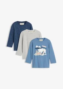 Kinder bonprix Jungen 2-8 Jahre·Nachhaltigere Materialien|Jungen 2-8 Jahre·Mehrfachpacks|Langarmshirt mit Bio-Baumwolle (3er Pack)