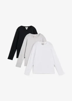 Kinder bonprix Mädchen 9-16 Jahre·Mehrfachpacks|Mädchen 9-16 Jahre·Shirts & Blusen|Langarmshirt mit Bio-Baumwolle (3er Pack)