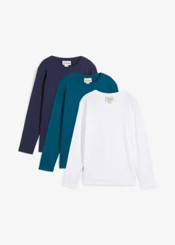 Kinder bonprix Jungen 9-16 Jahre·Mehrfachpacks|Jungen 9-16 Jahre·Bademode|Langarmshirt mit Bio-Baumwolle (3er Pack)