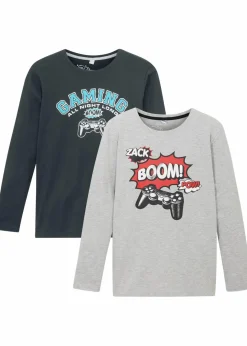 Kinder bonprix Jungen 9-16 Jahre·Mehrfachpacks|Jungen 9-16 Jahre·Shirts|Langarmshirt mit Bio-Baumwolle (2er-Pack)