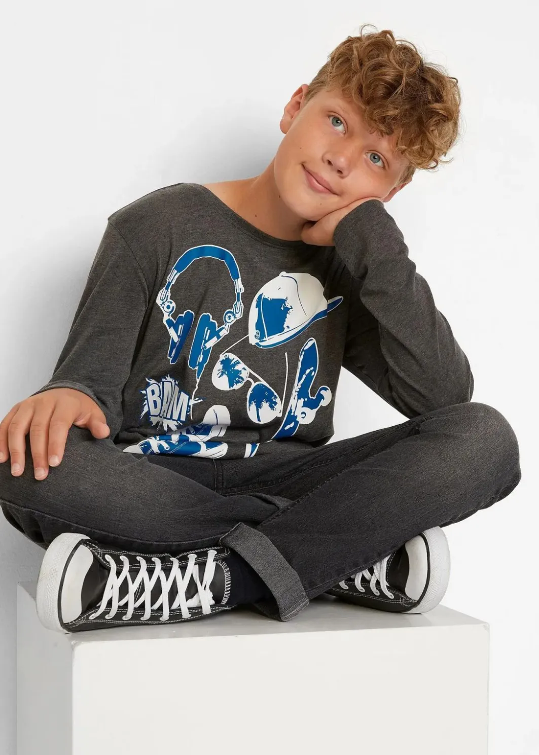 Kinder bonprix Jungen 9-16 Jahre·Mehrfachpacks|Jungen 9-16 Jahre·Bademode|Langarmshirt mit Bio-Baumwolle (2er-Pack)