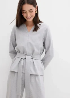 Hot Langarmshirt mit breitem Bindeband aus Viskose-Mix Damen Zweiteiler & Sets|Shirts & Tops