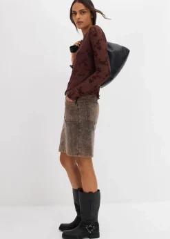 Clearance Langarmshirt mit Flockprint Damen Shirts & Tops