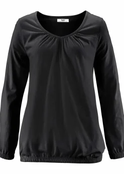 Langarmshirt mit Gummizug aus reiner Baumwolle Damen Nachhaltigere Materialien|Shirts & Tops