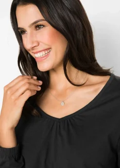 Langarmshirt mit Gummizug aus reiner Baumwolle Damen Nachhaltigere Materialien|Shirts & Tops