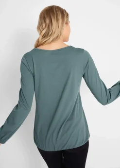 Best Langarmshirt mit Gummizug aus reiner Baumwolle Damen Shirts & Tops|Nachhaltigere Materialien
