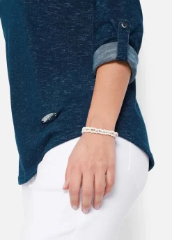 Damen bonprix Shirts & Tops|Langarmshirt mit Knopfleiste aus Baumwoll-Mix