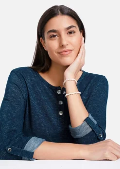 Damen bonprix Shirts & Tops|Langarmshirt mit Knopfleiste aus Baumwoll-Mix