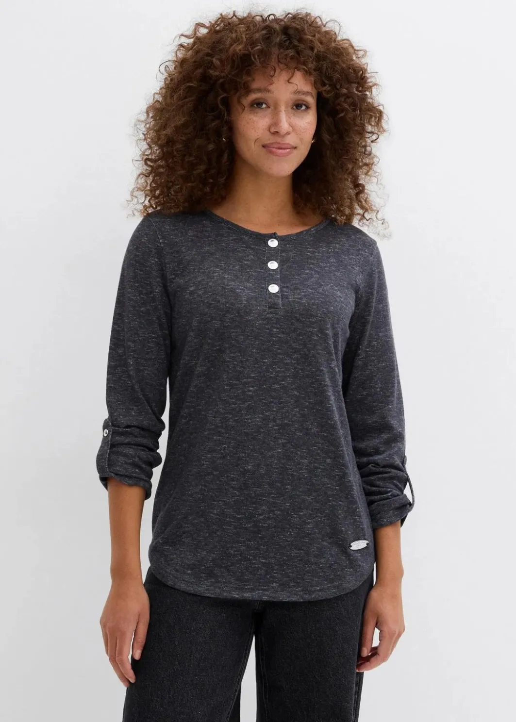 Clearance Langarmshirt mit Knopfleiste aus Baumwoll-Mix Damen Shirts & Tops