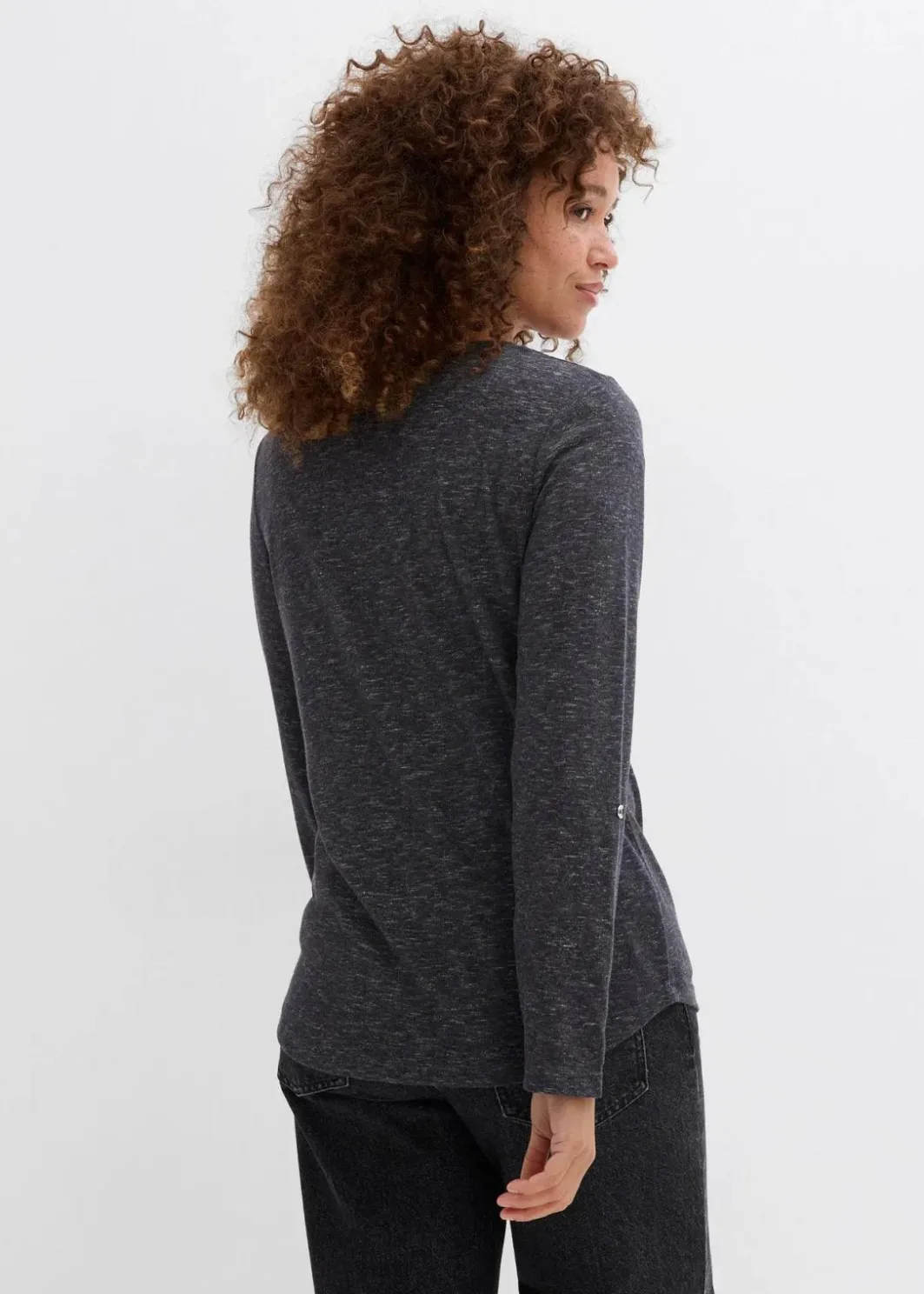 Clearance Langarmshirt mit Knopfleiste aus Baumwoll-Mix Damen Shirts & Tops