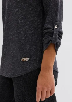 Clearance Langarmshirt mit Knopfleiste aus Baumwoll-Mix Damen Shirts & Tops