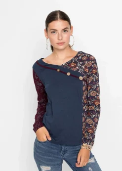 Discount Langarmshirt mit Knöpfen Damen Shirts & Tops|Nachhaltigere Materialien