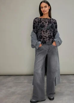 Langarmshirt mit leichter Transparenz Damen Shirts & Tops