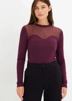 Damen bonprix Shirts & Tops|Langarmshirt mit Mesh