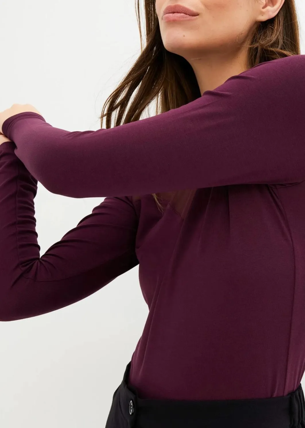 Damen bonprix Shirts & Tops|Langarmshirt mit Mesh
