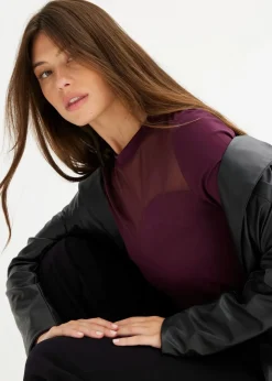 Damen bonprix Shirts & Tops|Langarmshirt mit Mesh
