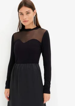 Damen bonprix Shirts & Tops|Langarmshirt mit Mesh