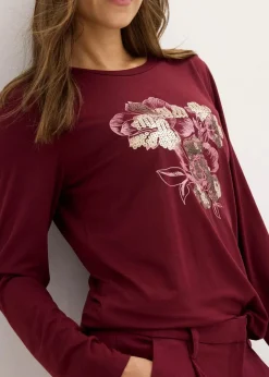 Discount Langarmshirt mit Pailletten Damen Shirts & Tops