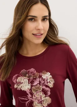 Discount Langarmshirt mit Pailletten Damen Shirts & Tops