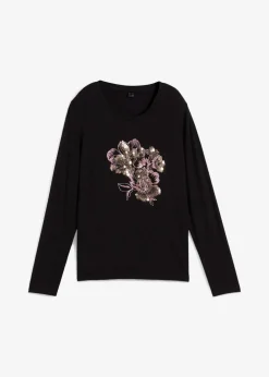 Damen bonprix Shirts & Tops|Langarmshirt mit Pailletten