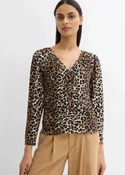 Damen bonprix Shirts & Tops|Langarmshirt mit Raff-Details