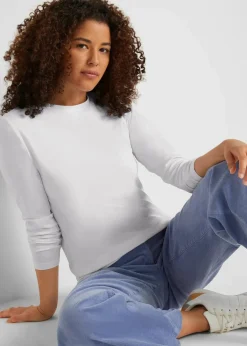 Damen bonprix Shirts & Tops|Basics|Langarmshirt mit reiner Bio-Baumwolle (2er Pack)