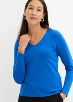 Damen bonprix Shirts & Tops|Basics|Langarmshirt mit reiner Bio-Baumwolle