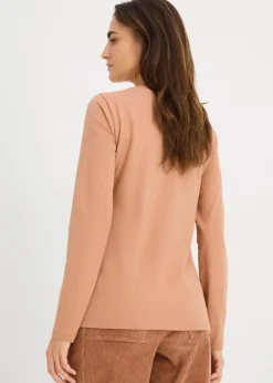 Damen bonprix Shirts & Tops|Basics|Langarmshirt mit reiner Bio-Baumwolle (2er Pack)