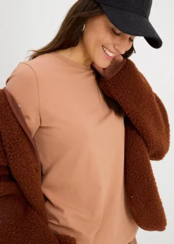 Damen bonprix Shirts & Tops|Basics|Langarmshirt mit reiner Bio-Baumwolle (2er Pack)
