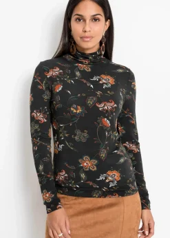 Damen bonprix Nachhaltigere Materialien|Shirts & Tops|Langarmshirt mit Rollkragen