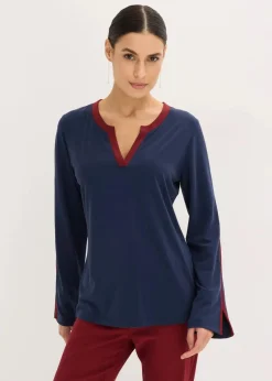 Damen bonprix Shirts & Tops|Langarmshirt mit Schlitz