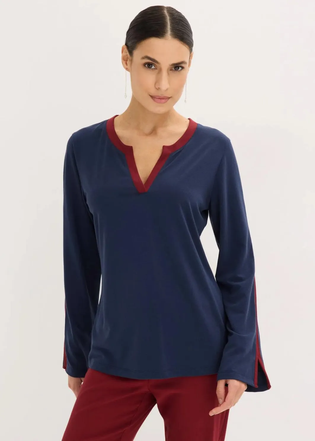 Damen bonprix Shirts & Tops|Langarmshirt mit Schlitz