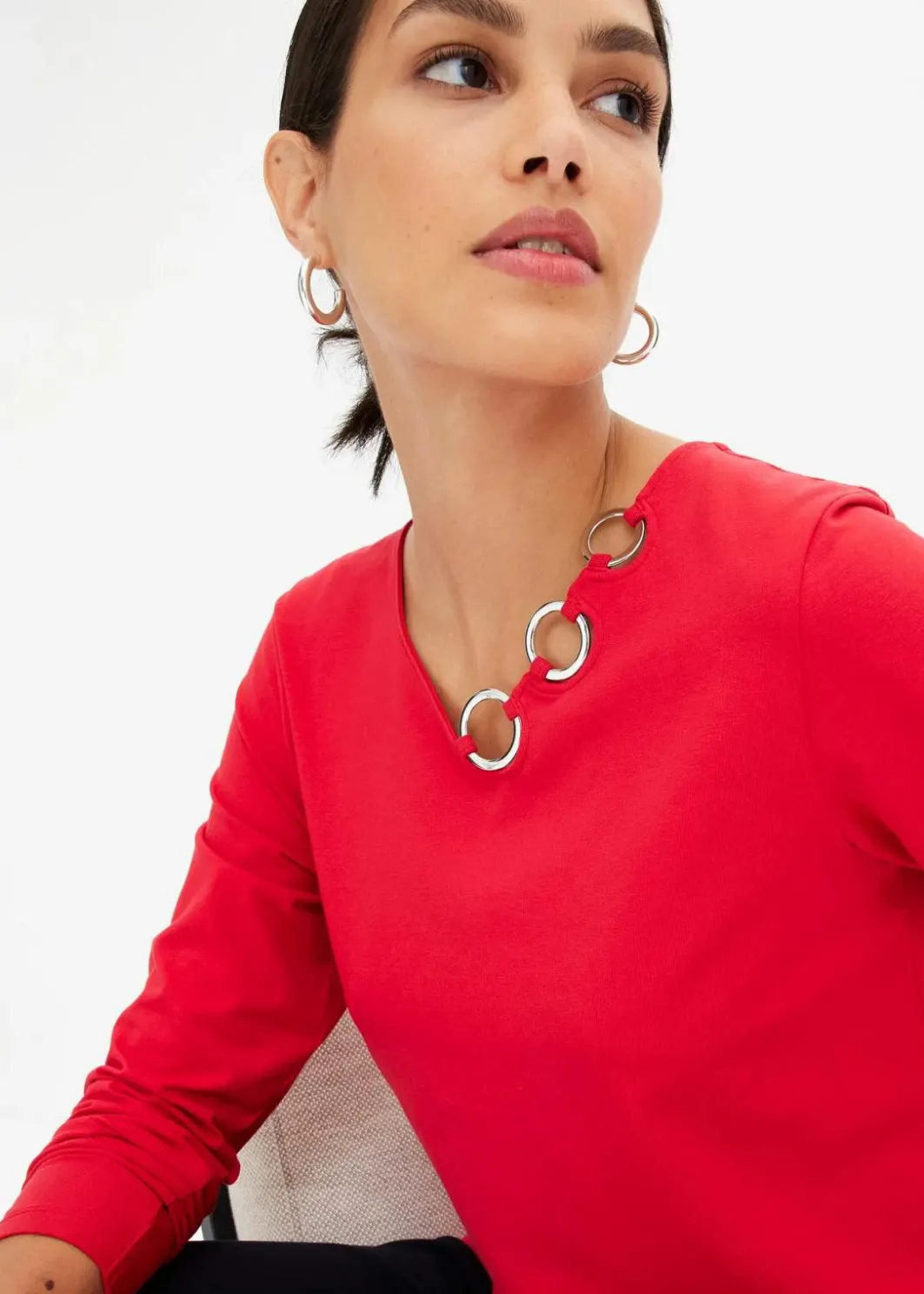 Langarmshirt mit Ösen Damen Shirts & Tops