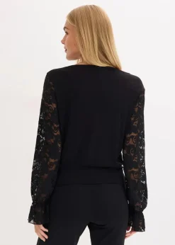Hot Langarmshirt mit Spitze Damen Shirts & Tops