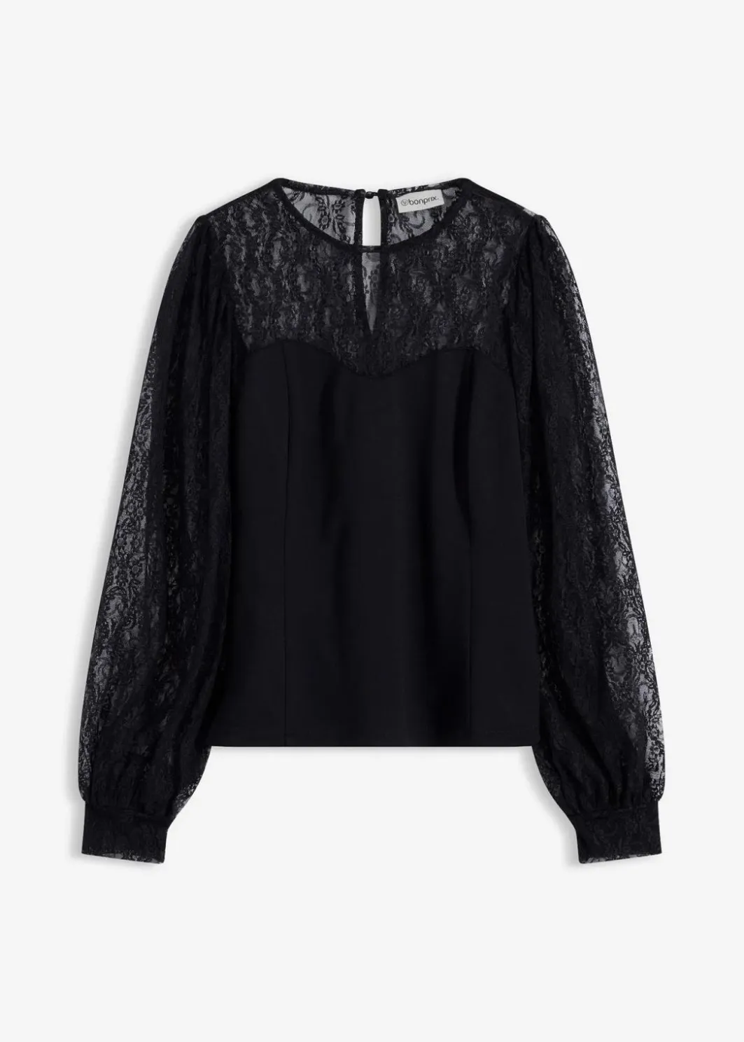 Damen bonprix Shirts & Tops|Langarmshirt mit Spitze