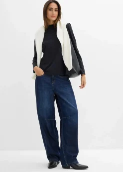 Damen bonprix Bekleidung·Röcke|Nachhaltigere Materialien|Langarmshirt mit Stehkragen mit recyceltem Polyamid
